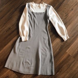 Mock two-piece long sleeve knit dress
